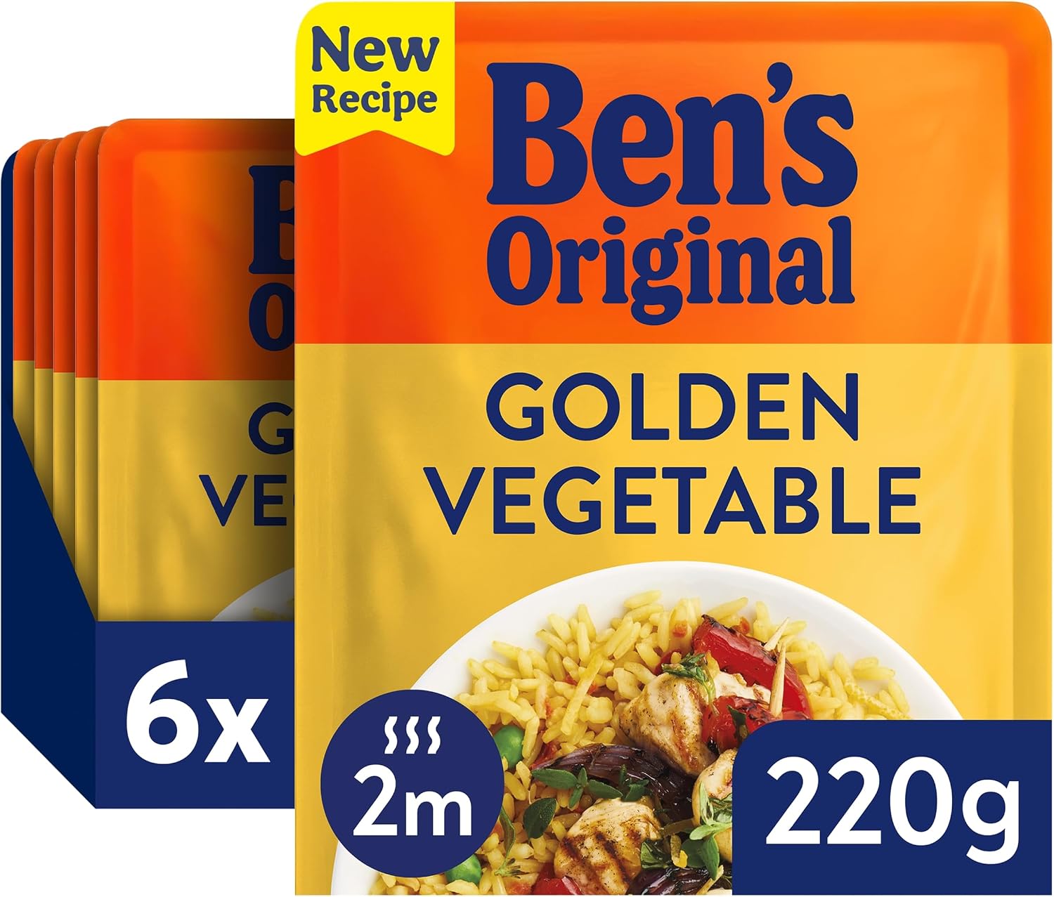 BEN'S ORIGINAL Golden Vegetable Microwave Rice, 6 × 220g Pouches