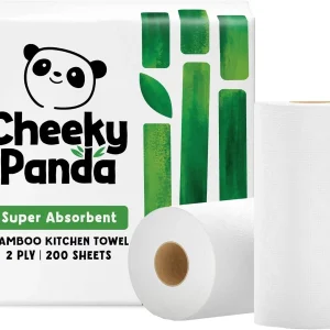 The Cheeky Panda Bamboo Kitchen Roll – 2 Rolls, 200 Sheets, Plastic-Free Packaging